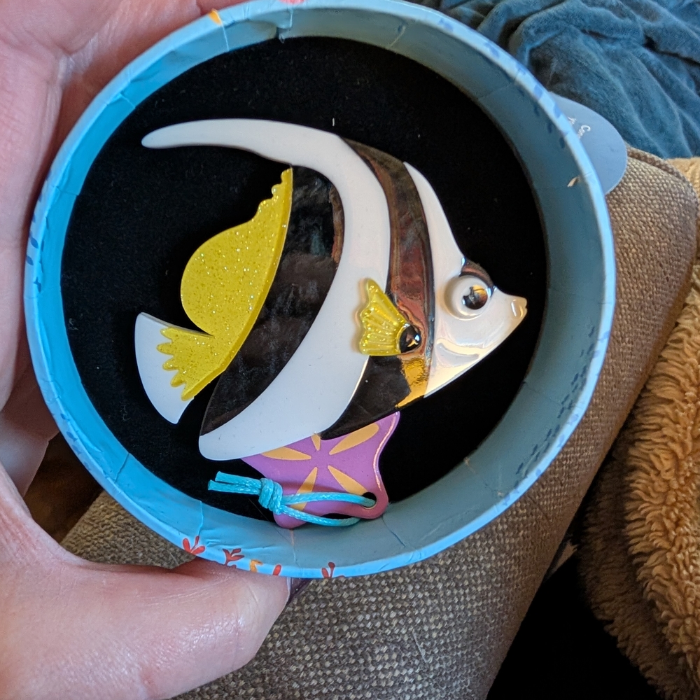 Elegant Fish Brooch with Yellow and Black Accents